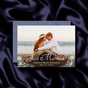 Coastal Chic Purple and Green Nautical Photo Announcement