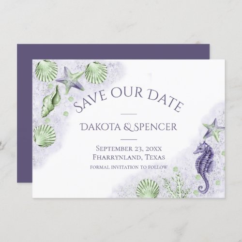 Coastal Chic  Purple and Green Nautical Wedding Save The Date
