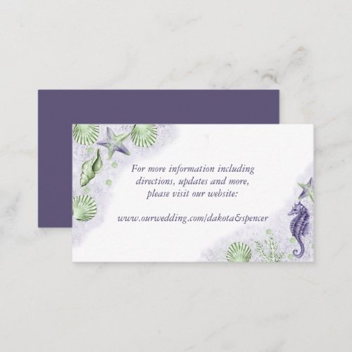 Coastal Chic  Purple and Green Wedding Website Enclosure Card