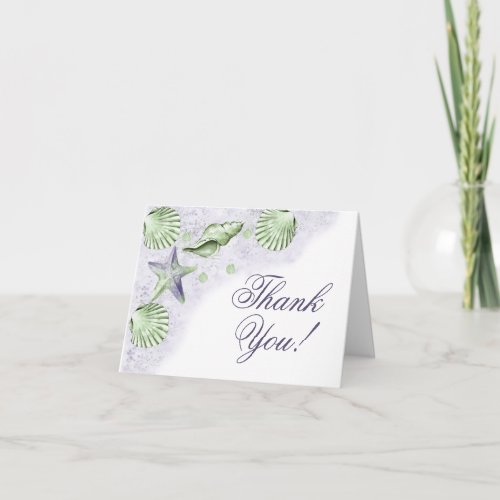 Coastal Chic  Purple and Lime Green Beach Wedding Thank You Card