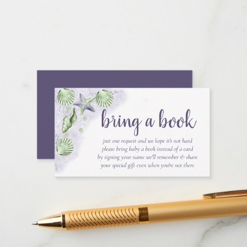 Coastal Chic  Purple and Lime Green Bring a Book Enclosure Card