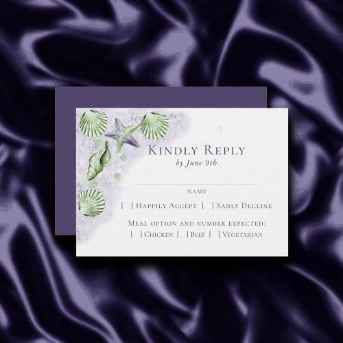 Coastal Chic  Purple and Lime Green Entree Choice RSVP Card