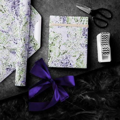 Coastal Chic  Purple and Lime Green Grunge Wrapping Paper