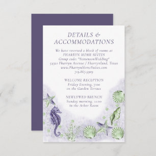 Coastal Chic Purple and Lime Green Guest Details Enclosure Card