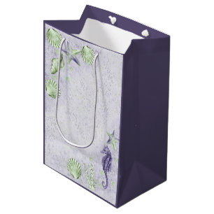 Coastal Chic Purple and Lime Green Ocean Party Medium Gift Bag