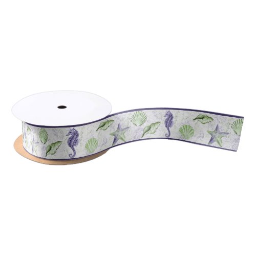 Coastal Chic  Purple and Lime Green Ocean Party Satin Ribbon