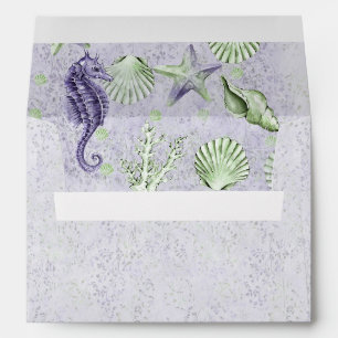 Coastal Chic Purple and Lime Green Party Envelope