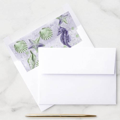 Coastal Chic  Purple and Lime Green Party Envelope Liner