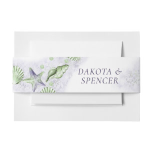 Coastal Chic   Purple and Lime Green Party Invitation Belly Band