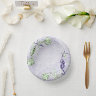 Coastal Chic Purple and Lime Green Party Paper Bowls