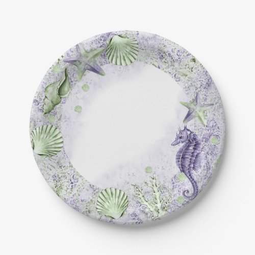 Coastal Chic  Purple and Lime Green Party Paper Plates
