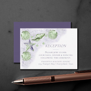 Coastal Chic Purple and Lime Green Reception Enclosure Card