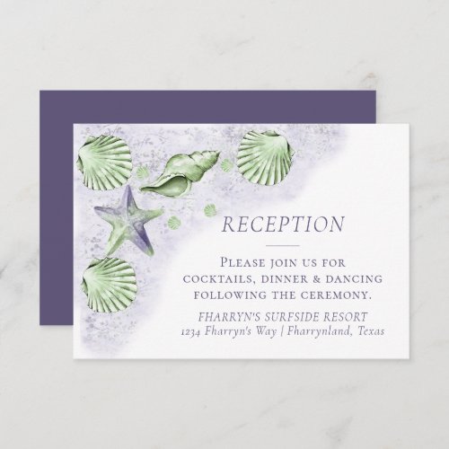 Coastal Chic  Purple and Lime Green Reception Enclosure Card