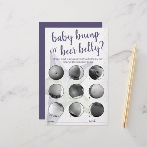 Coastal Chic  Purple Baby Bump or Beer Belly Game