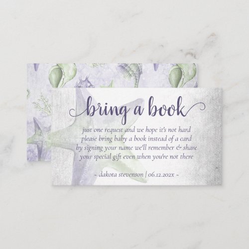 Coastal Chic  Purple Green Starfish Bring a Book Enclosure Card