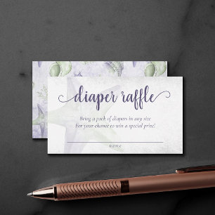 Coastal Chic Purple Green Starfish Diaper Raffle Enclosure Card