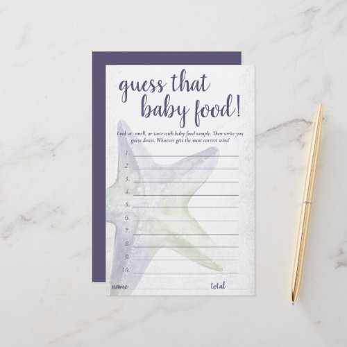 Coastal Chic  Purple Starfish Baby Food Game Card