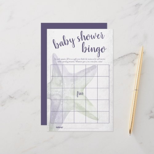 Coastal Chic  Purple Starfish Bingo Shower Game