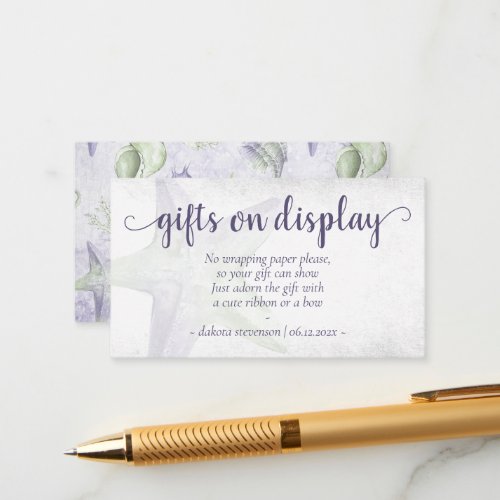 Coastal Chic  Purple Starfish Display of Gifts Enclosure Card