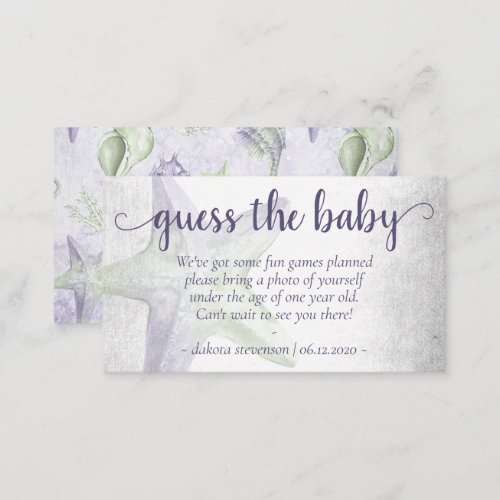 Coastal Chic  Purple Starfish Guess Photo Request Enclosure Card