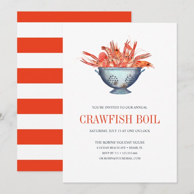 Coastal Chic Red CRAWFISH Seafood Boil Party (Front/Back)