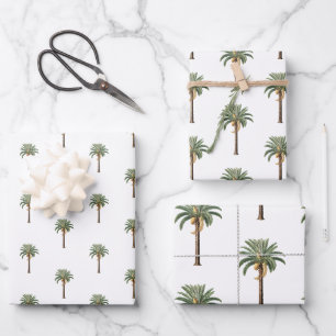 Coastal Chic Royal Palm Tree Botanical Pattern Wrapping Paper Sheets