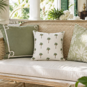 Coastal Chic Royal Palm Tree Pattern Throw Pillow