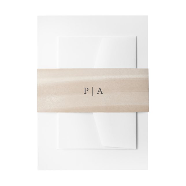 Coastal Chic Sandy Neutral Elegant Wedding Invitation Belly Band (Front Example)