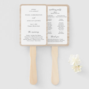 Coastal Chic Sandy Neutral Elegant Wedding Program Hand Fan
