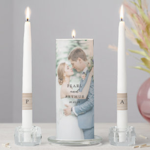 Coastal Chic Sandy Neutral Elegant Wedding Unity Candle Set