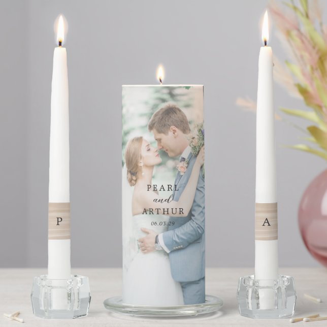 Coastal Chic Sandy Neutral Elegant Wedding Unity Candle Set (In Situ)