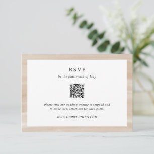 Coastal Chic Sandy Neutral QR Code Elegant Wedding RSVP Card