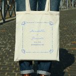 Coastal Chic Shell Border Personalized Wedding Tote Bag<br><div class="desc">Bring seaside elegance to your big day with this coastal wedding tote bag, perfect for welcome gifts or beachside celebrations. Featuring hand-drawn seashells, a delicate blue dotted border, and customizable names, date, and location, this design is ideal for Nantucket, Cape Cod, or any destination wedding. Lightweight and chic, it's the...</div>