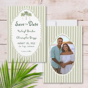 Coastal Chic Sun Palm Tree Wedding Photo Save The Date