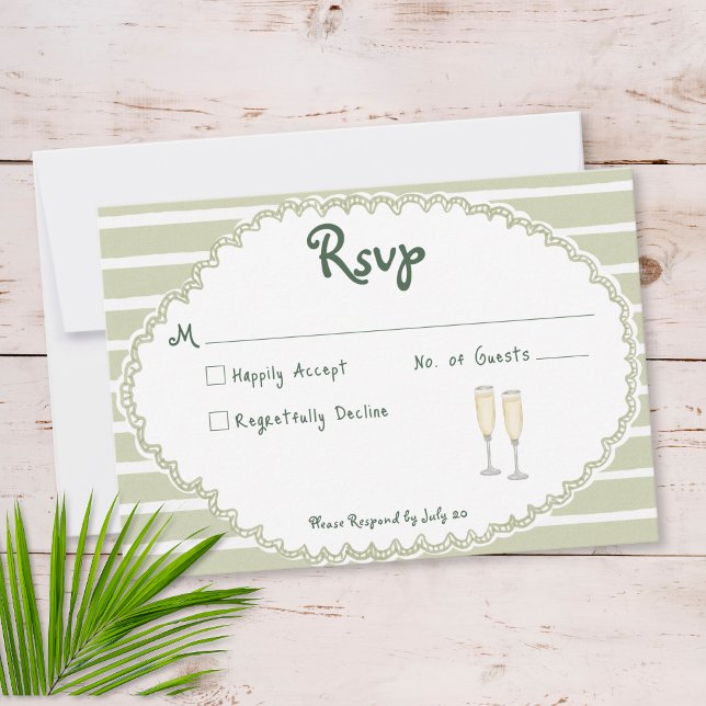 Coastal Chic Sun Palm Tree Wedding RSVP Card (Creator Uploaded)