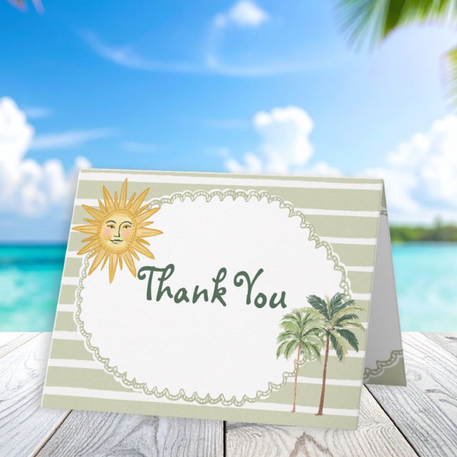 Coastal Chic Sun Palm Tree Wedding Thank You Card (Creator Uploaded)