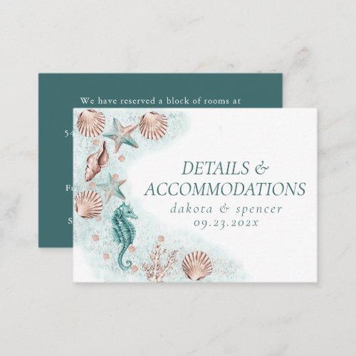 Coastal Chic  Teal and Coral Reef Accommodations Enclosure Card