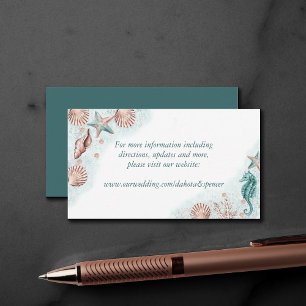 Coastal Chic Teal and Coral Reef Wedding Website Enclosure Card