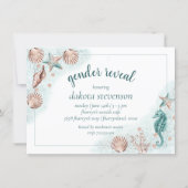 Coastal Chic | Teal and Coral Terra Cotta Shower Invitation (Front)