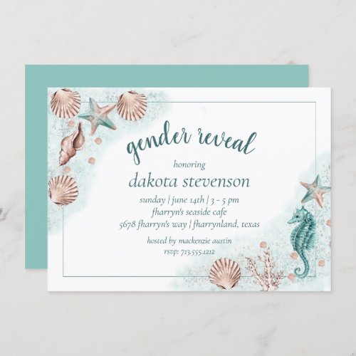 Coastal Chic  Teal and Coral Terra Cotta Shower Invitation
