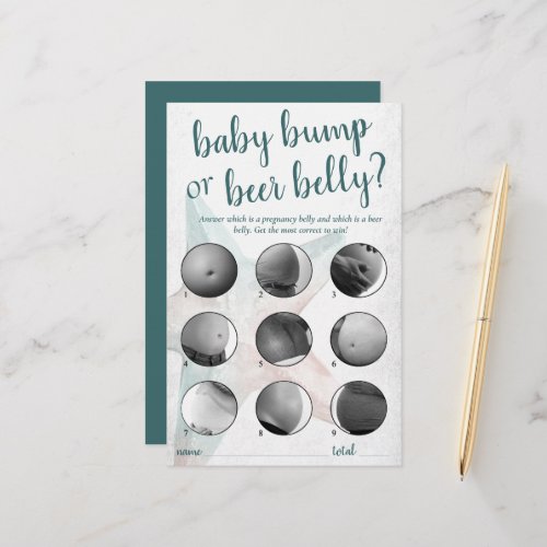 Coastal Chic  Teal Baby Bump or Beer Belly Game
