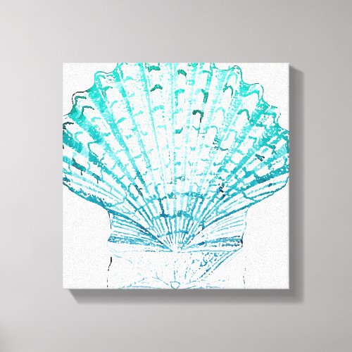 coastal chic teal blue watercolor mermaid seashell canvas print