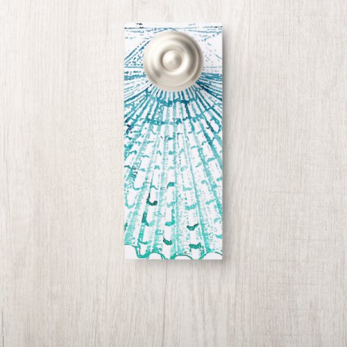 coastal chic teal blue watercolor mermaid seashell door hanger