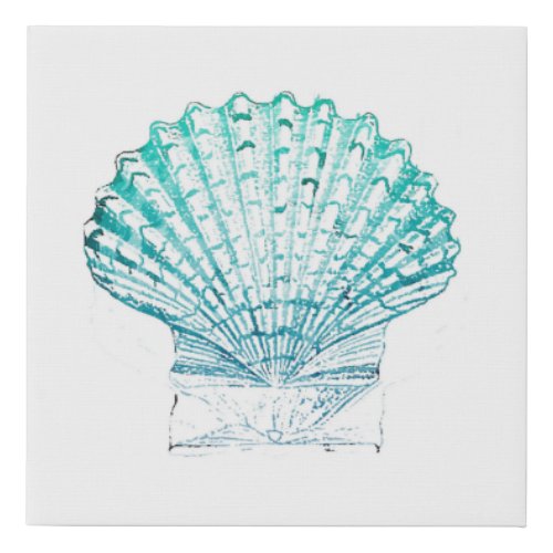 coastal chic teal blue watercolor mermaid seashell faux canvas print