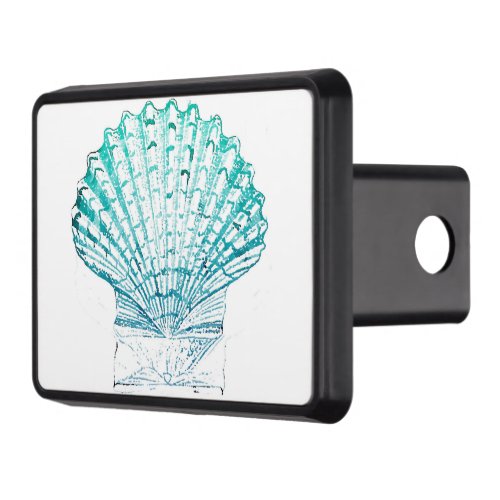 coastal chic teal blue watercolor mermaid seashell hitch cover