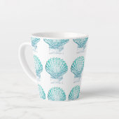 coastal chic teal blue watercolor mermaid seashell latte mug (Left Angle)