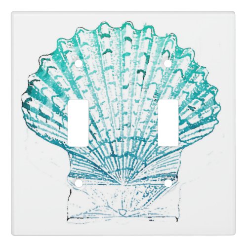 coastal chic teal blue watercolor mermaid seashell light switch cover