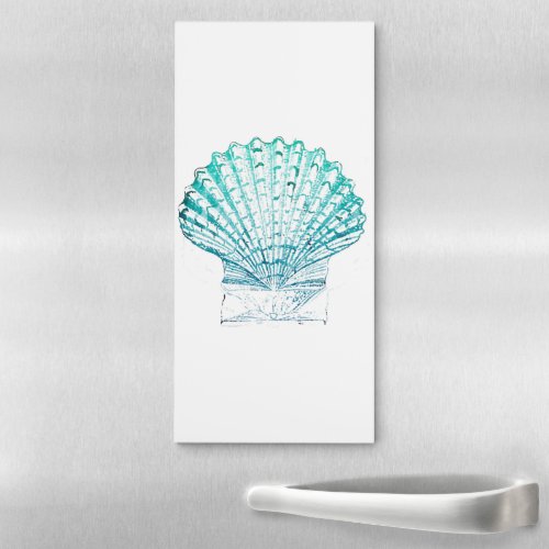 coastal chic teal blue watercolor mermaid seashell magnetic notepad