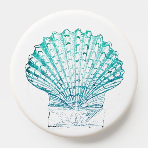 coastal chic teal blue watercolor mermaid seashell PopSocket