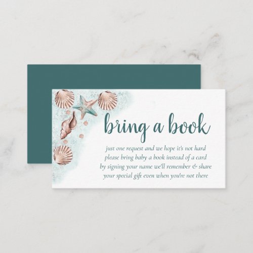 Coastal Chic  Teal Green and Coral Bring a Book Enclosure Card